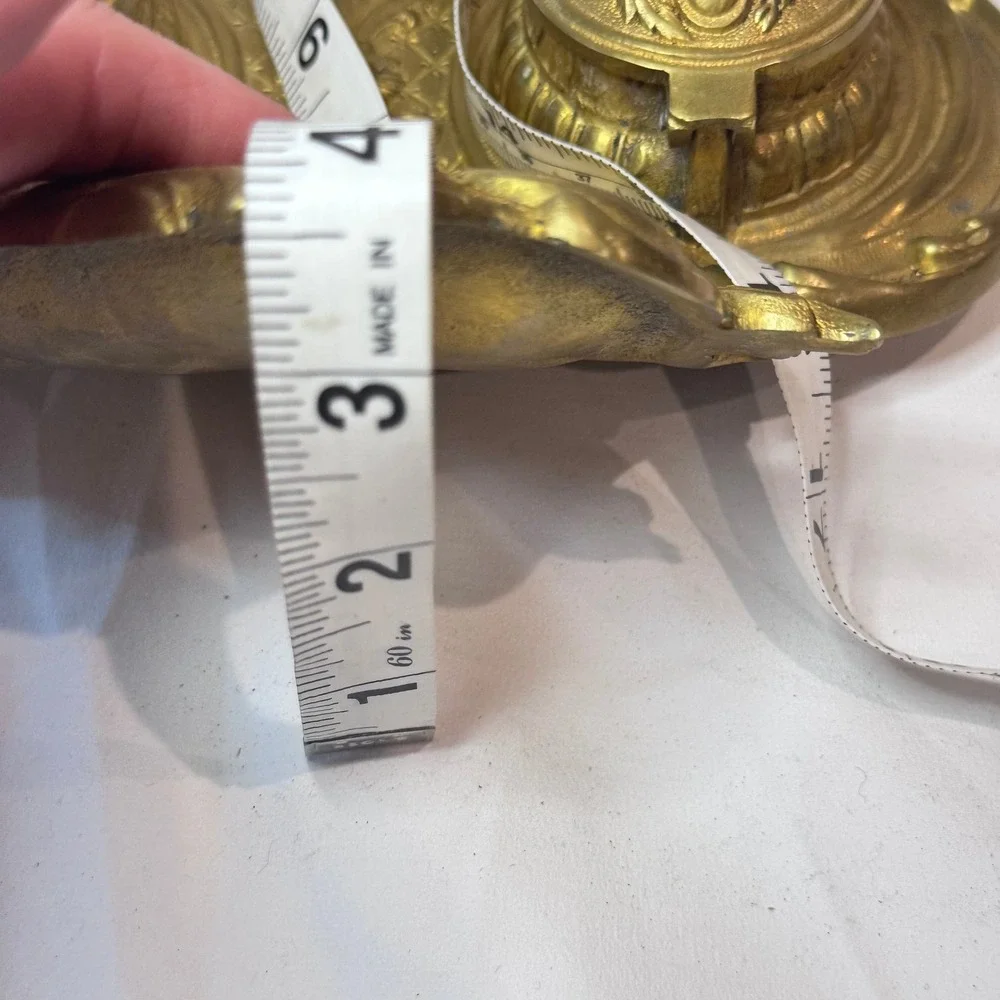 Brass Double Inkwell Antique Rococo Ornate French Art‎ Nouveau Academia Depose